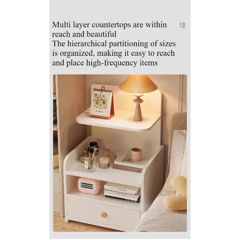 Bedside Table Small Simple Modern Household Bedroom Bedside Storage Cabinet Small Cabinet Bedside Shelf for Rental Room image 5