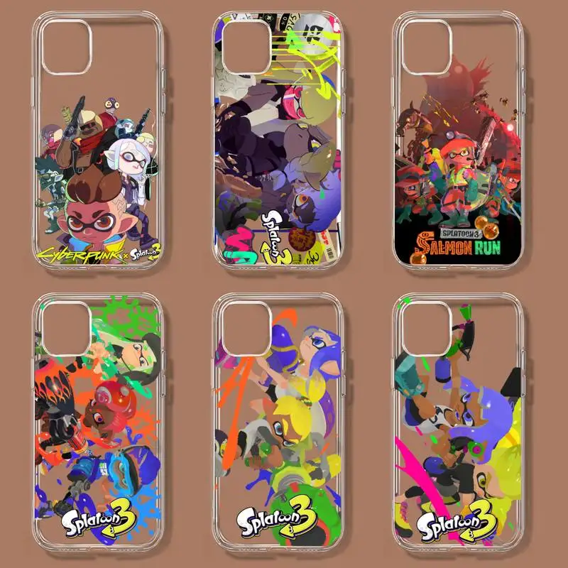 Game Splatoon 3 Phone Case For iPhone 11 12 Mini 13 14 Pro XS Max X 8 7 6s Plus 5 SE XR Transparent Shell