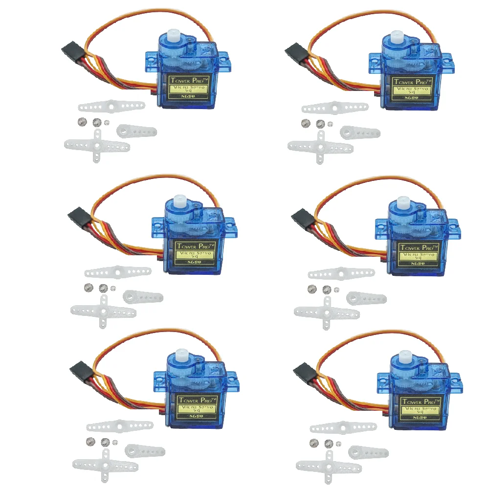 6pcs Sg90 9g Micro Servo Motor, Mini Servos Motor Kit Plastic Gear 180 Degree Servo for Rc Car Airplane Plane for Arduino
