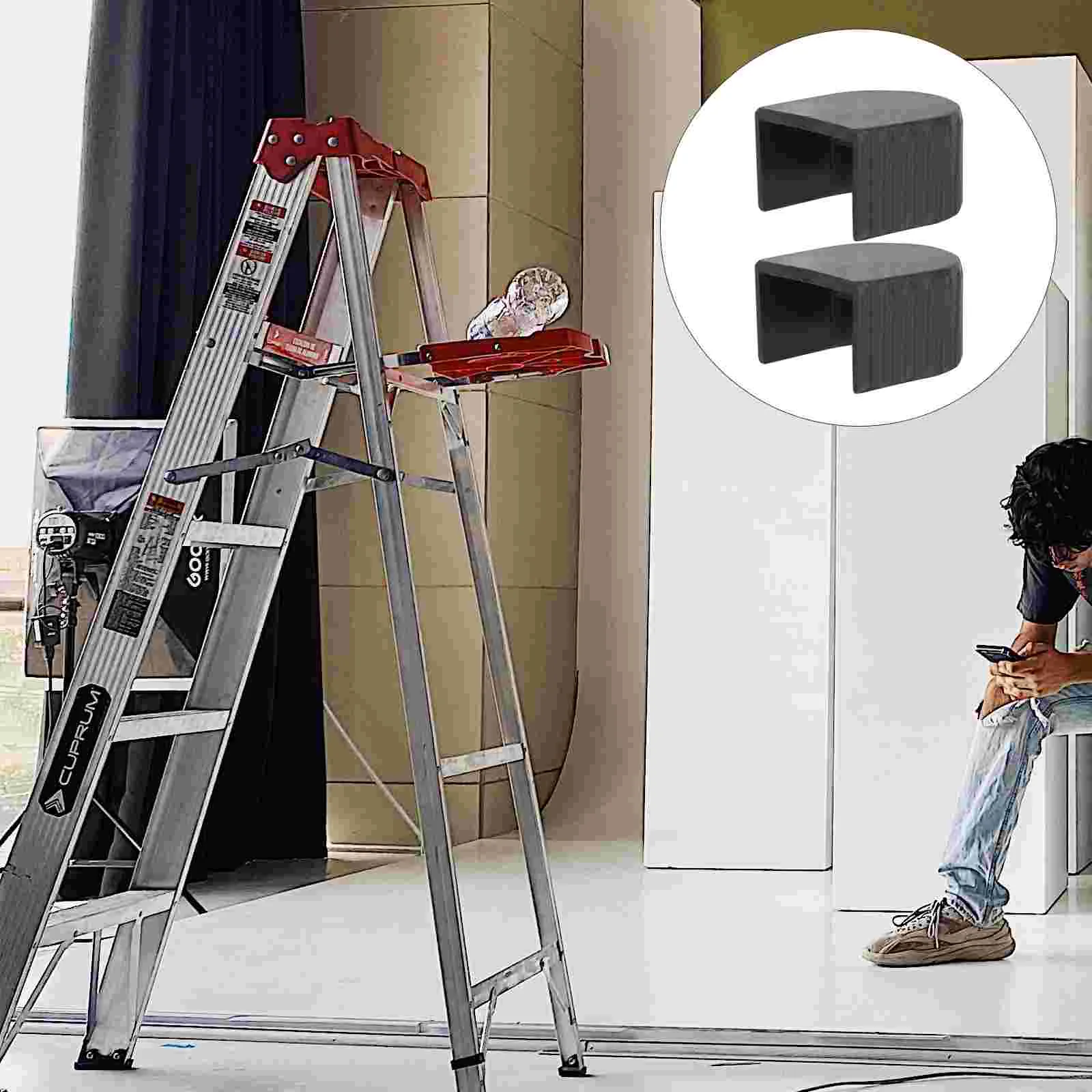 2 tapas de extremo de escalera de extensión de piezas, almohadilla protectora de bambú para escaleras