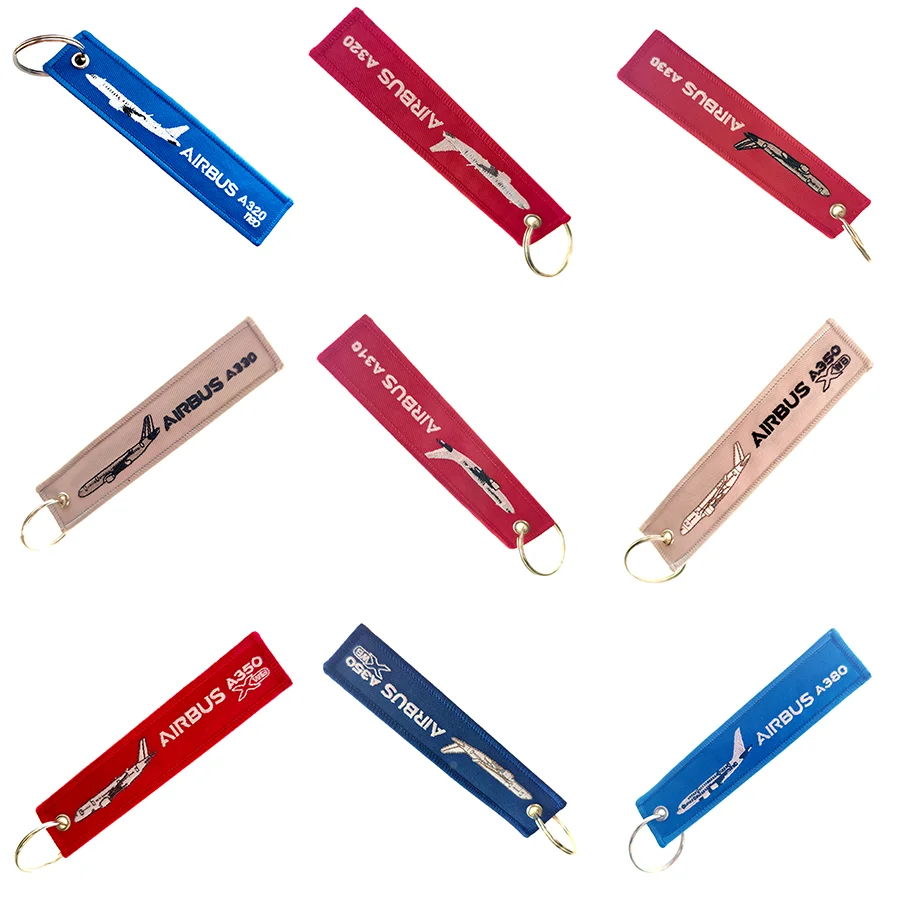 1PC Fashion Trinks With Airplane Letters Airbus Double Sided Embroidery Keychains Luggage Tags Airplane Crew Christmas Gifts