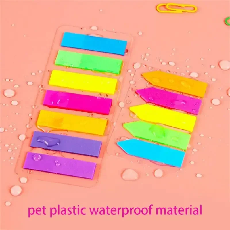 Fluorescent Index Tabs Self Adhesive Page Markers Transparent Waterproof Sticky Notes Classify Files Flags Posted It Stickers