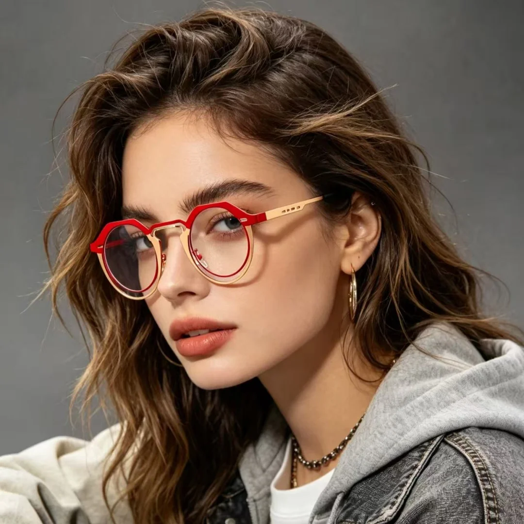 

Metal Round Glasses Frame for Woman Clear Lenses Women's Eyelasses for Women Anti Blue Light Computer Glasses