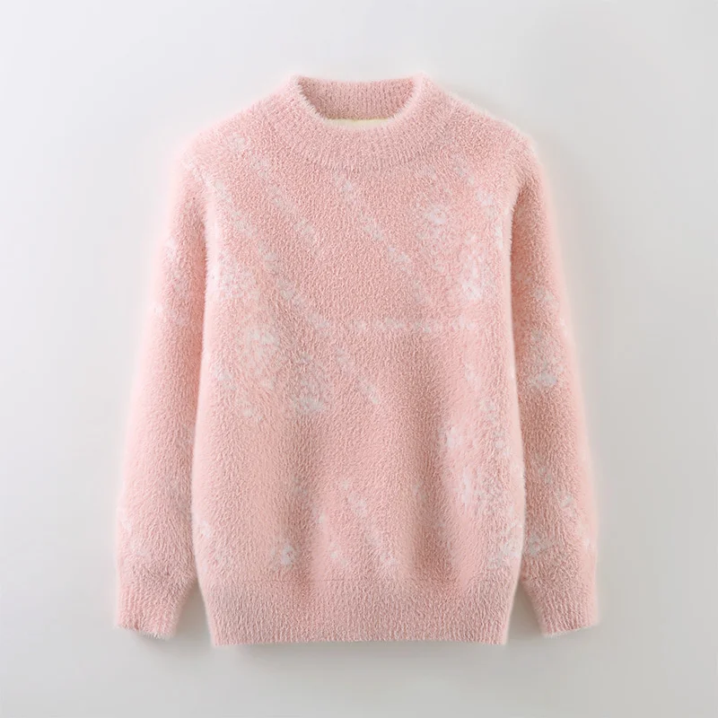 Girls Sweater Wool Coat Kids Tops Knitting 2023 Dazzling Thicken Warm Winter Autumn Plus Size Cottons Pullover Children's Clothi