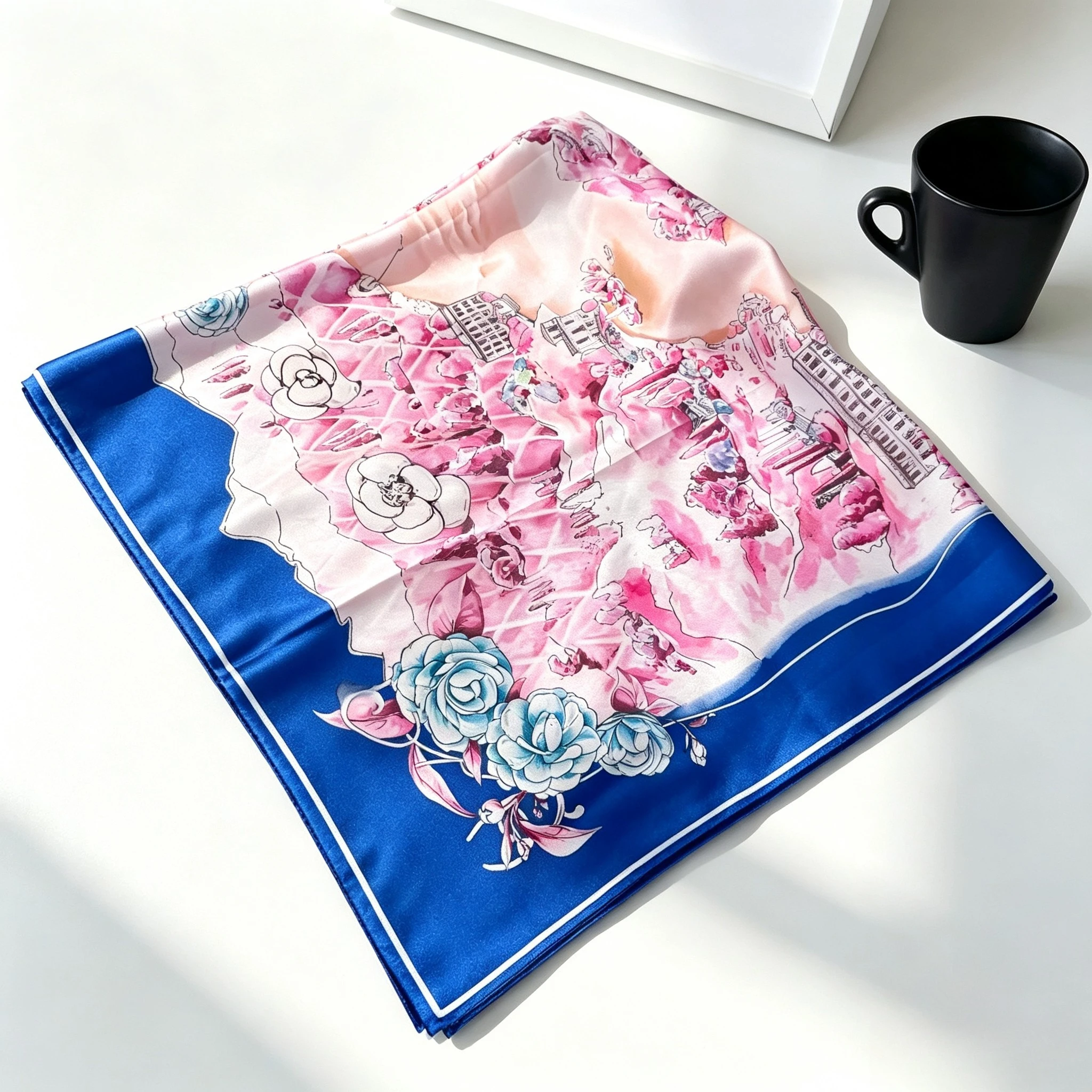 

Luxury Quality Women's Square Scarf Versatile Travel Sun Protection Scarf/shawl Garden Print Silk Scarf Headscarf Holiday Gift