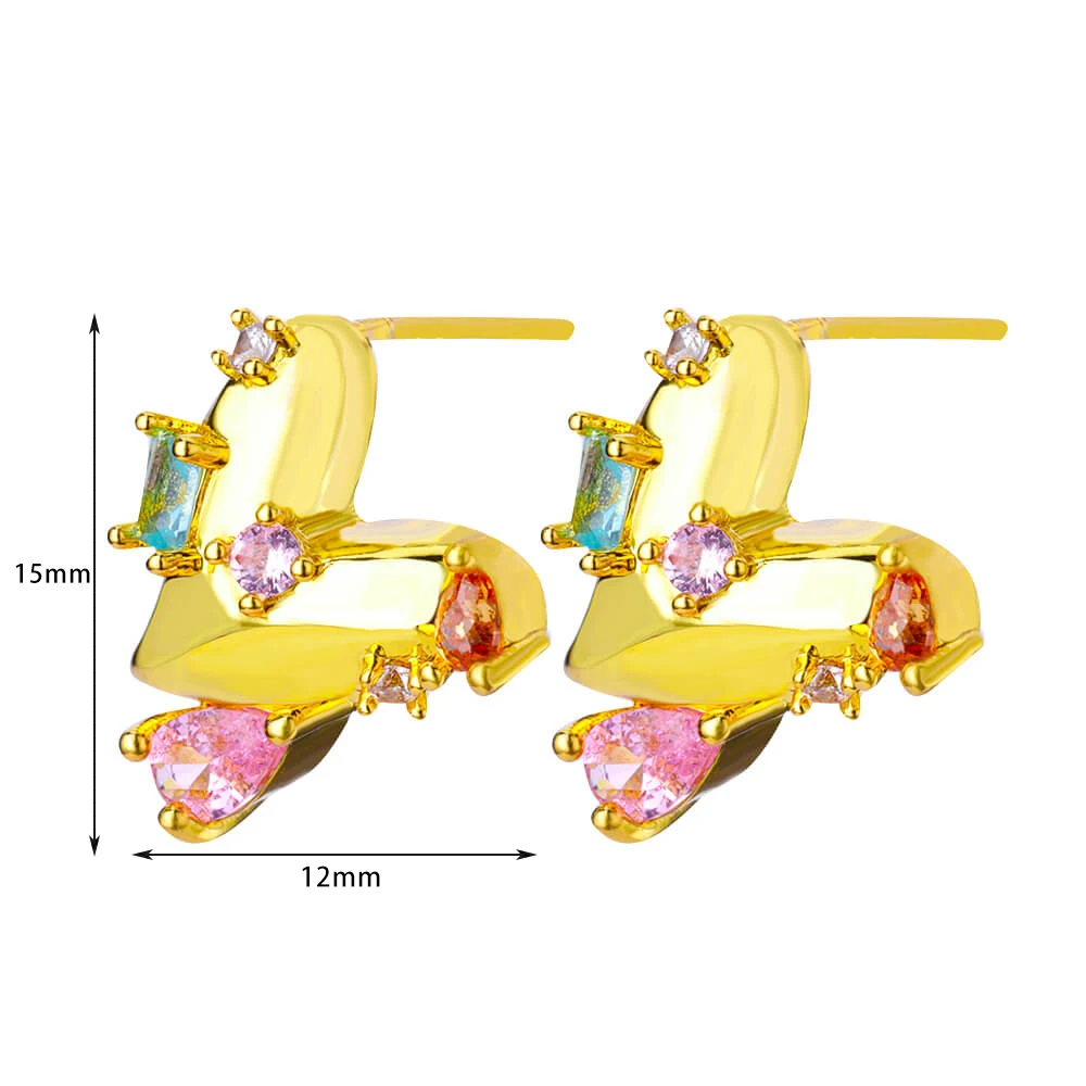 Luxury Heart Stud Earrings for Women Gold Color Piercing Stainless Steel Earrings 2024 Trend New in Couple Aesthetic Jewelry BFF
