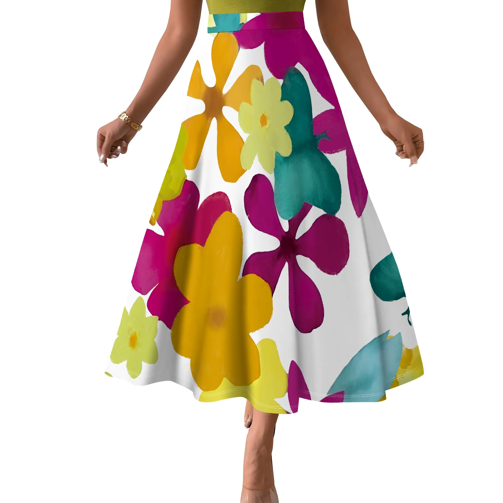 Women's  Sexy Loose Fashion Printed Hem Club Party Casual Vacation Long Skirt
