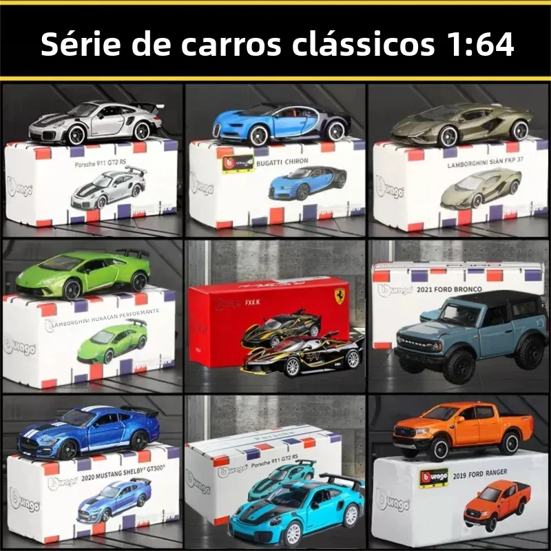 Modelo de Carro em Miniatura Bburago 1:64, Audi Porsche 911 Mercedes-Benz, Veículo Colecionável em Liga, Presente para Meninos, Crianças e Adultos