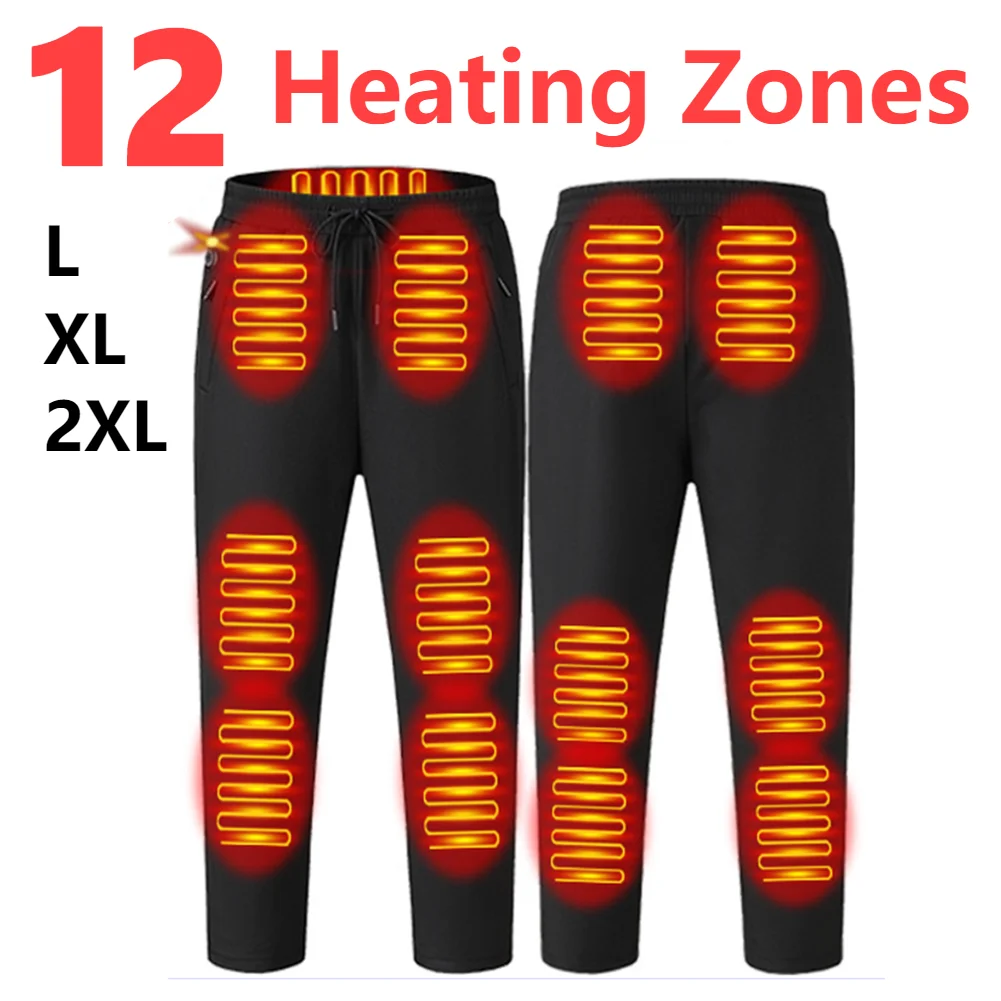 

12 Heating Zone USB Heated Pants Men Women Electric Heating Pants 3 Temperature Mode Winter Thermal Skiing Fishing Motor Pants