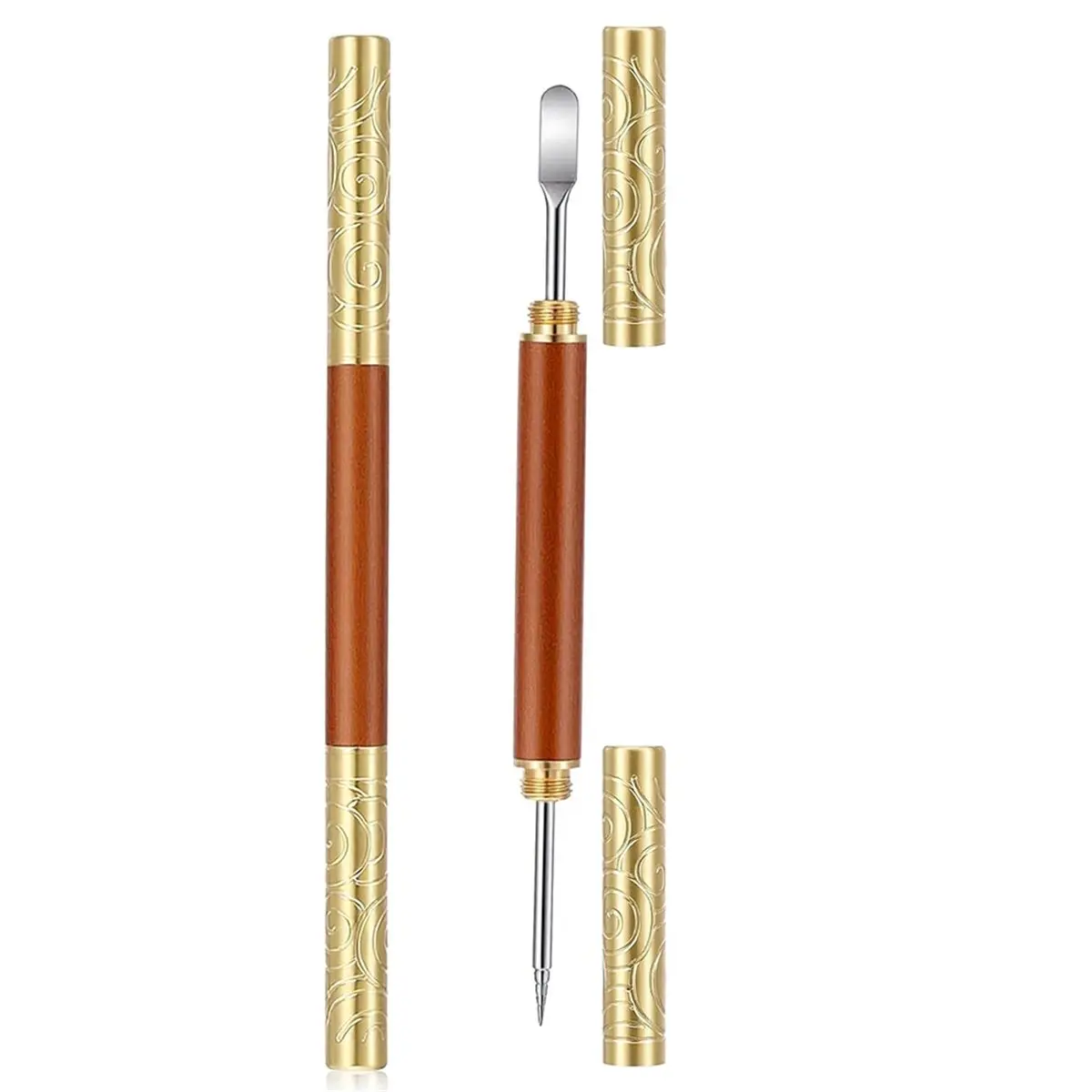 【STABLE QUALITY】2pcs Dual-Head Latte Art Pen, Stainless Steel with Wood Handle for Home, Cafe, and Travel Use