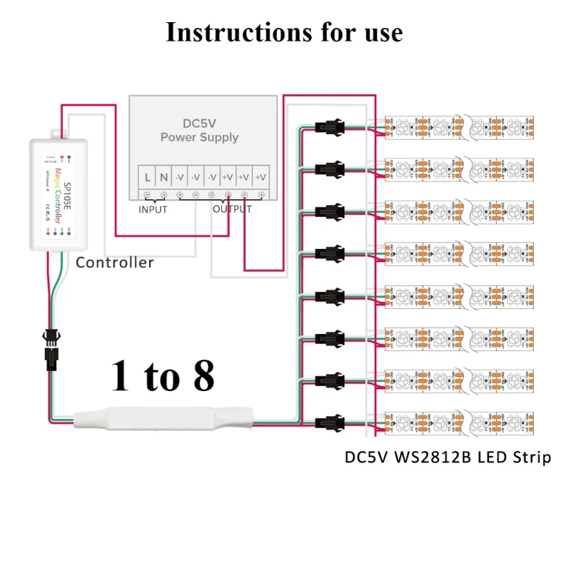 Mini LED Strip TTL Signal Amplifier Repeater For WS2812B WS2811 SK6812 DC5V 3Pin RGBIC Addressable Pixel Light Module 1 TO 2/4/8