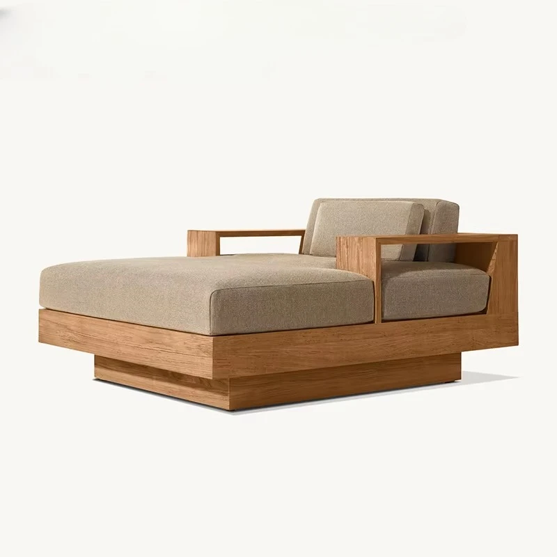 

Teak Wooden Sun Daybed Lounger Garden Outdoor Furniture Lounger Chair Hotel