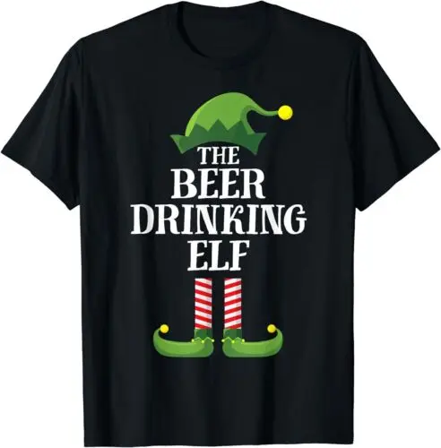 Beer Drinking Elf Matching Family Group Christmas Party T-Shirt