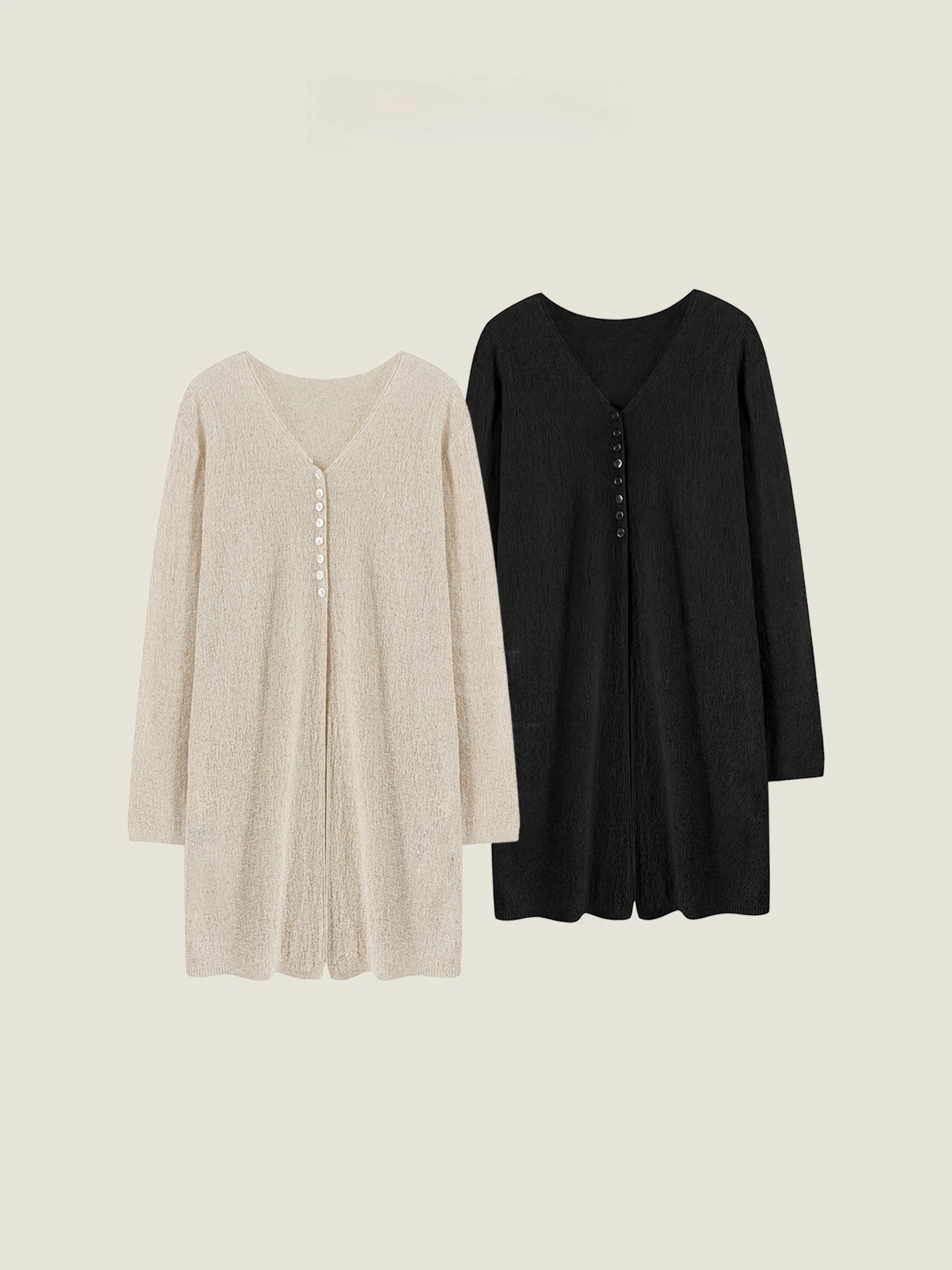 

Женский летний модный кардиган CatalpaLew из льна и лиоцелла с V-образным вырезом, вязаный, средней длины, с длинными рукавами