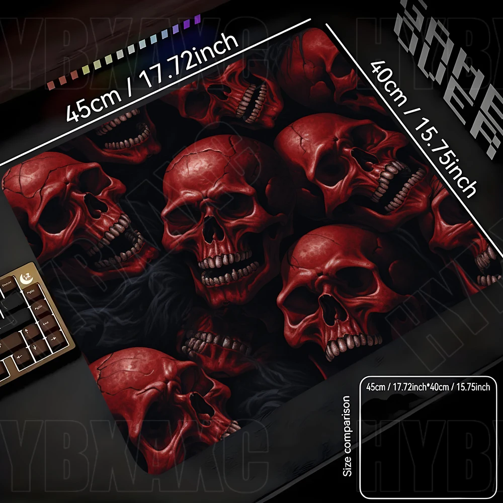 

Horror Red skull Mouse Pad XS Gaming Accessories Office Gamer Keyboard Desk Mat Non-Slip Laptop 45x40 Rubber Lock edge Mousepad