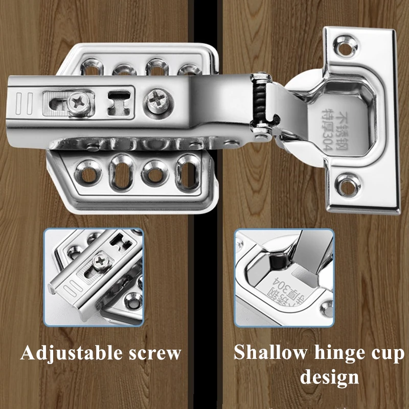 50Pcs Thickening Stainless Steel Hinges Hydraulic Damper Buffer Quiet Closing With Screws Kitchen Cupboard Furniture