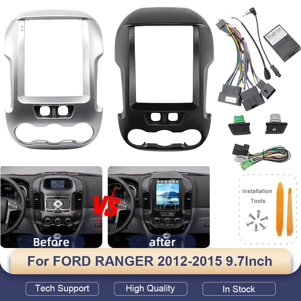9.7 Inch For Tesla Vertical Screen Fascia For Ford Ranger 2012-2015 ABS Dash Kit Frame