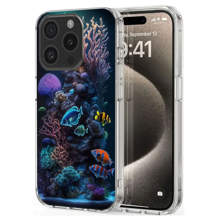 Coral Reefs and Their Small Fish Clear Phone Case For Apple iPhone 12 13 Mini 11 14 15 16 Pro Max Cover XS MAX XR Soft