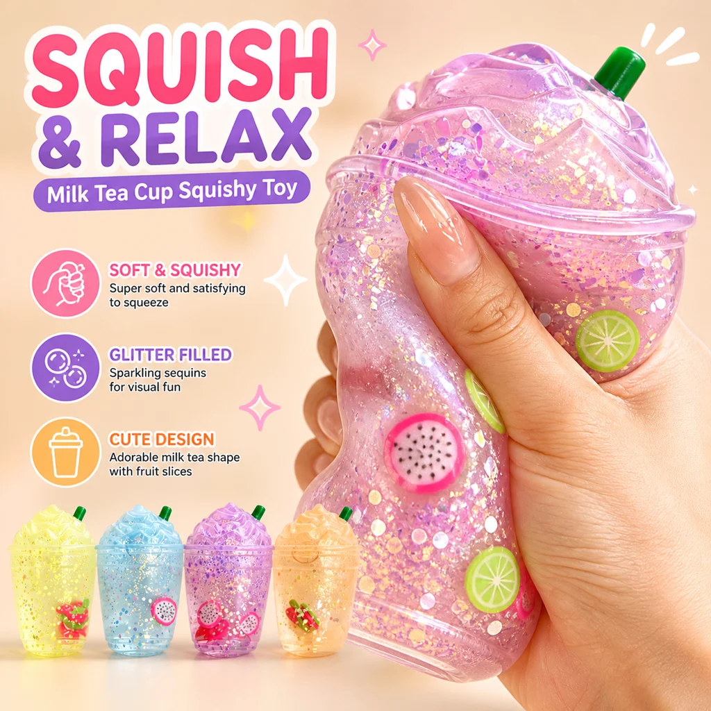 2025 New Slow Rising Maltose Milk Tea Cup Squishy Stress Relief Fidget Toys Wholesale Decompression for Adults Kids Gift
