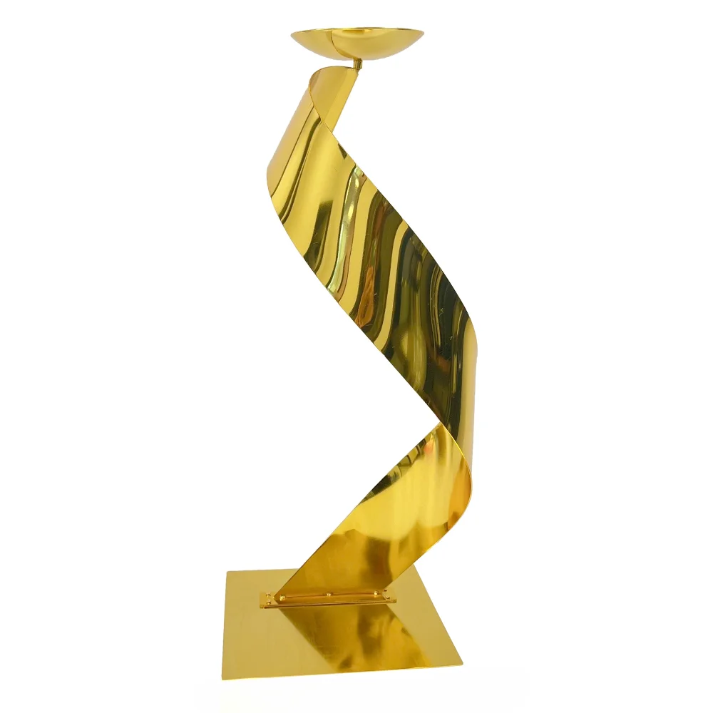 

Luxurious Gold Spiral Ribbon Floral Centerpiece Stand - Perfect for Wedding and Event Table Decor