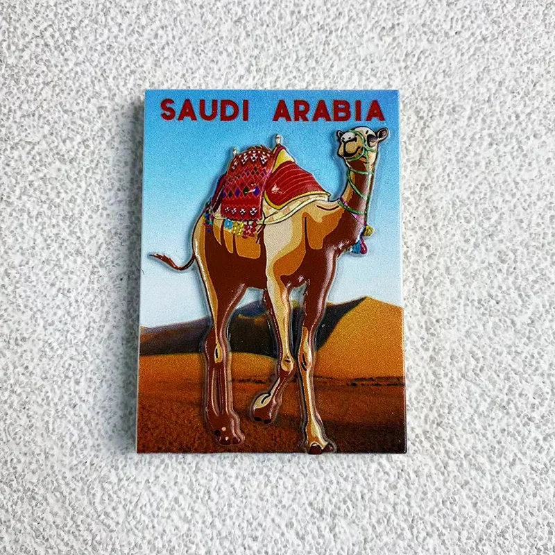 

Saudi Arabia Travel Souvenir Craft Desert Camel 3D Home Decoration 3d Painted Magnetic Fridge Magnets