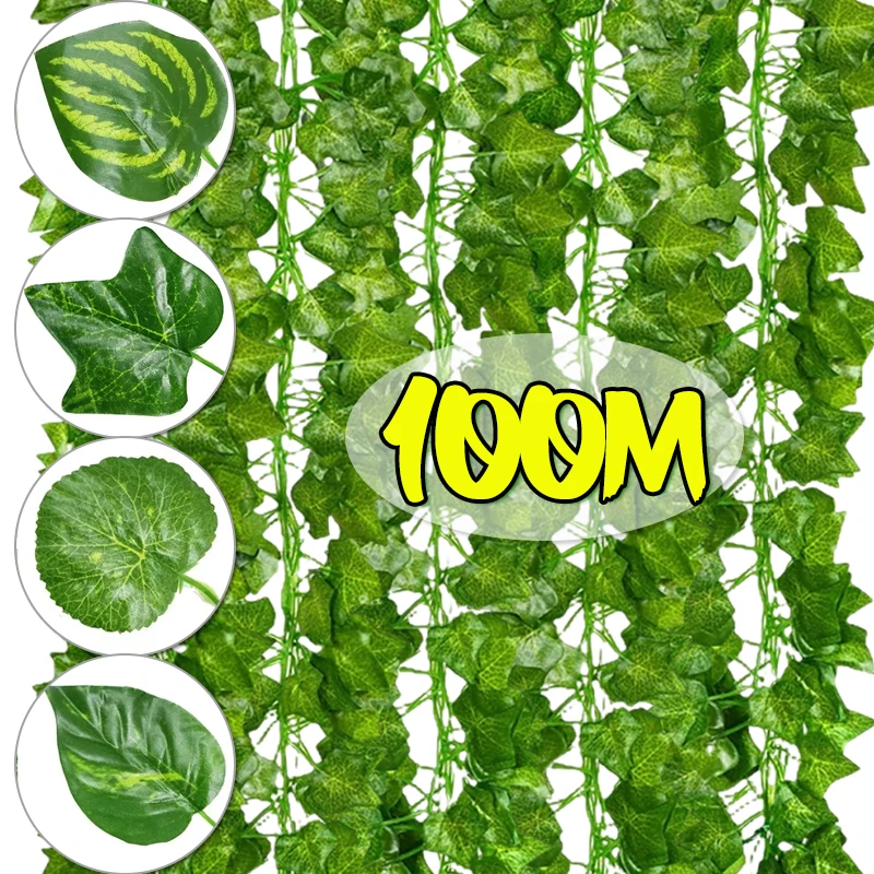 أوراق خضراء اصطناعية اللبلاب الكرمة جارلاند الزاحف الروطان نباتات أوراق وهمية معلقة فاينز لحديقة حفل زفاف ديكورات المنزل #1