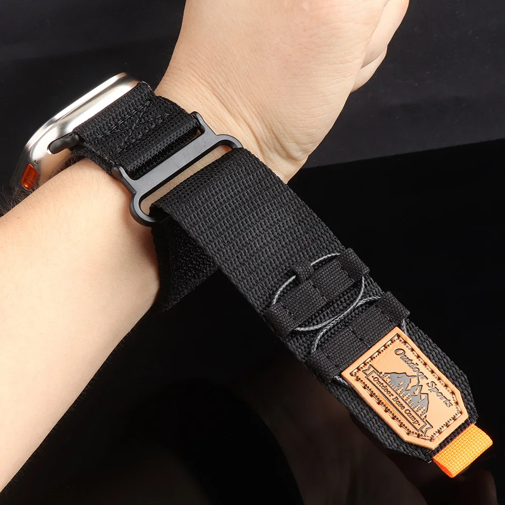 Nylon Loop Men Band for Apple Watch Band Ultra 2 49mm 42mm 44mm 45mm Breathable Wide Strap iWatch Series SE 9 8 7 6 5 4 3