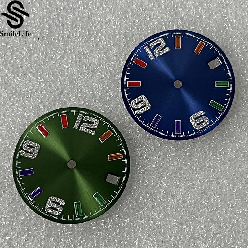SmileLife 28.5 مللي متر NH35 مقياس قوس قزح ساعة الطلب الشمس نمط الطلب مؤشر ملون صالح NH35 ساعة يد تعمل بالحركة التلقائية اكسسوارات