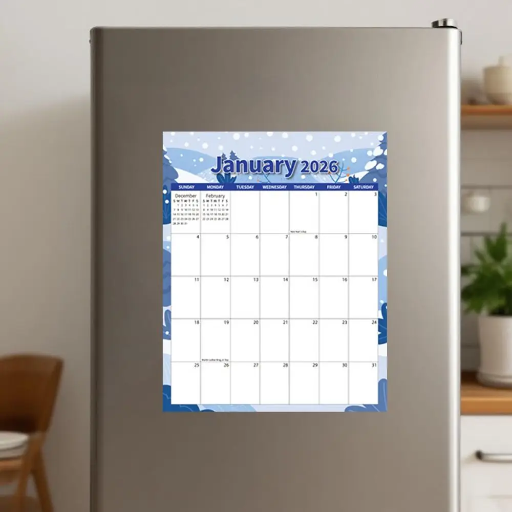 Creative English Magnetic Calendar Notes Colorful 2026 Calendar Thick Paper Agenda Organizer 12 Month Calendar Office Stationery