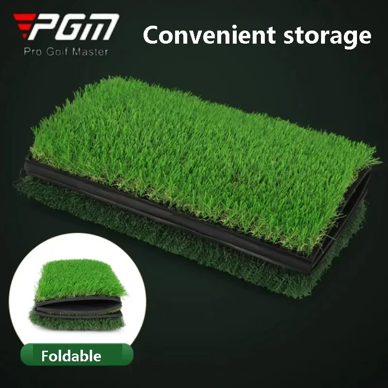 PGM 3 in 1 Foldable Golf Hitting Mat Portable Swing Trainer with Tee Tri-Turf Grass Hitting Practice Carpet Golf Training Green