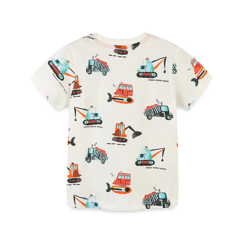 SAILEROAD 2023 New Summer T Shirt Cotton Short Sleeve Cartoon Excavator T-shirts Kids Tee Tops Boys Children Clothes 2-7 Years