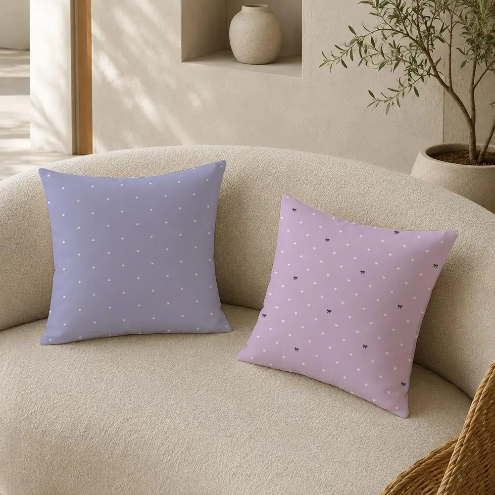 Sweet Bow Heart Dot Pattern Cushion Cover Pillow Case plush Double-sided Print Square Covers Sofa Home Cushion