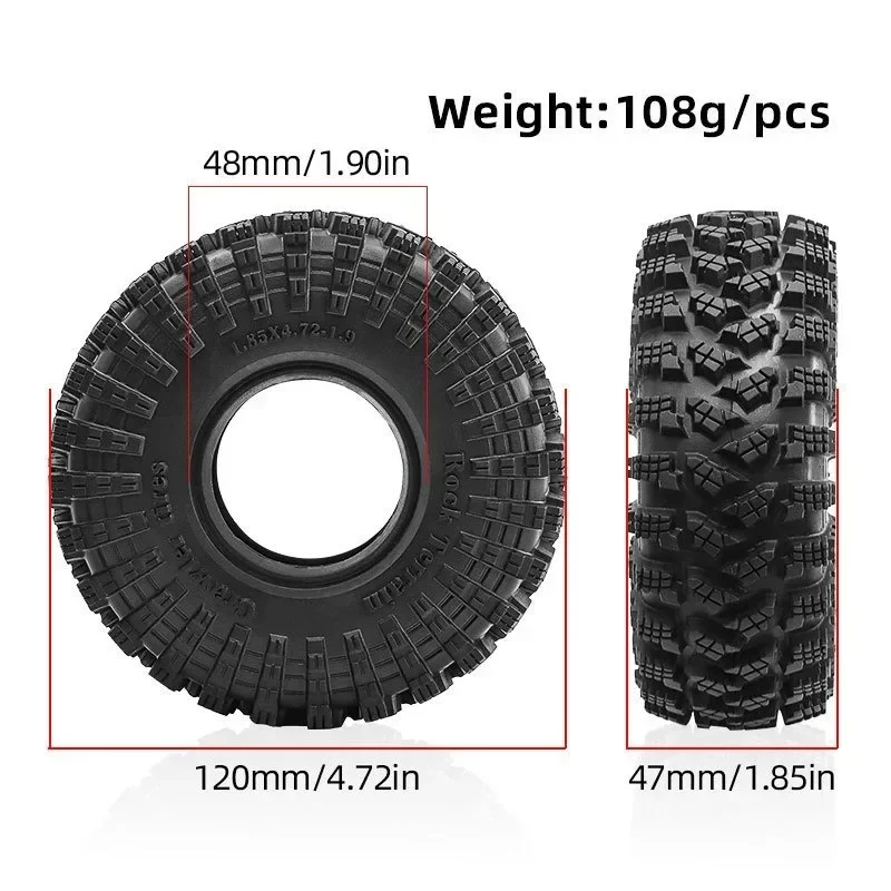 4pcs 1.9 120mm Climber Tire Skin Climbing Tire for  SCX10 90046 D90 TRX4 TRX6 D298