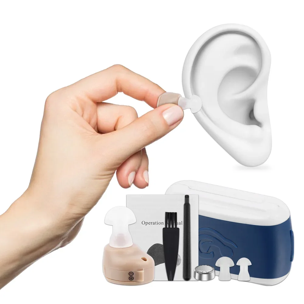 Hearing Aids Mini Ear Voice Amplifier Adjustable Tone Hearing Aid Sound Amplifier Hearing Device for Elderly In-Ear Amplifier