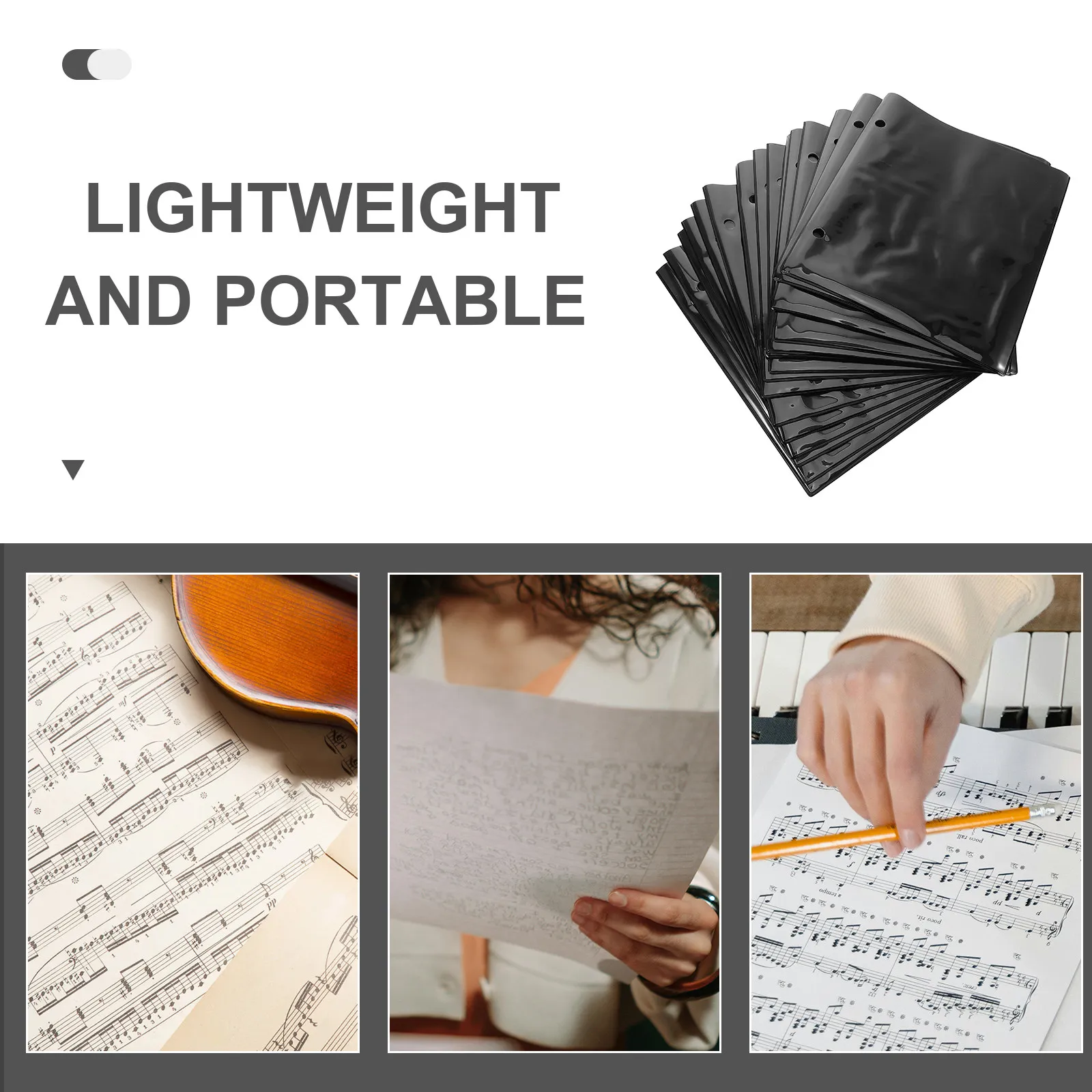 20Pcs Sheet Music Flip Folder Waterproof PVC Protector Binder with Double-Sided Pages Portable Lightweight for Marching Band