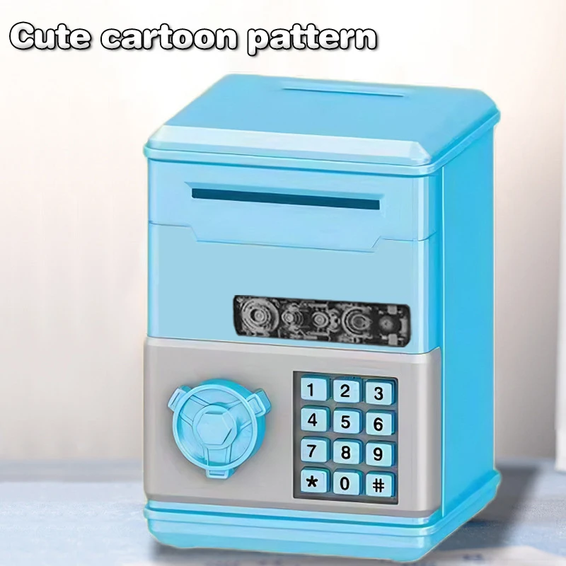 1 قطعة عملات آمنة صغيرة أوتوماتيكية توفير النقود صندوق المال كلمة المرور عداد رمز مفتاح قفل عملة البنك ATM الطفل #3