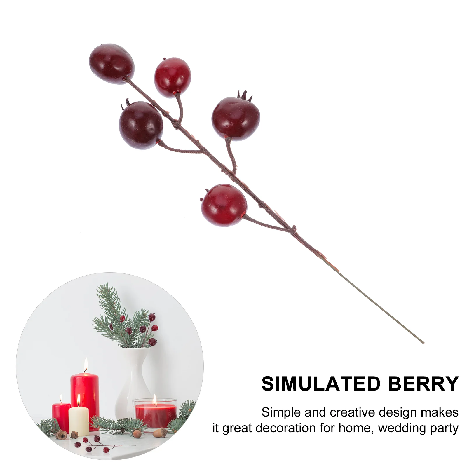 3 Pcs Pomegranate Simulated Cuttings Christmas Ornament Blue and White Artificial Red Fake Berry Branches for Froth