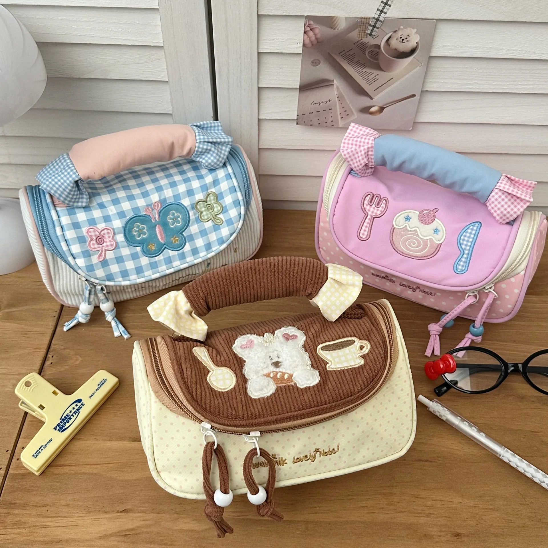 Ladies' Cosmetic Bag Korean Cartoon Cute Sweet Makeup Bag Travel Portable Large Capacity Handheld Multi Functional Storage Bag