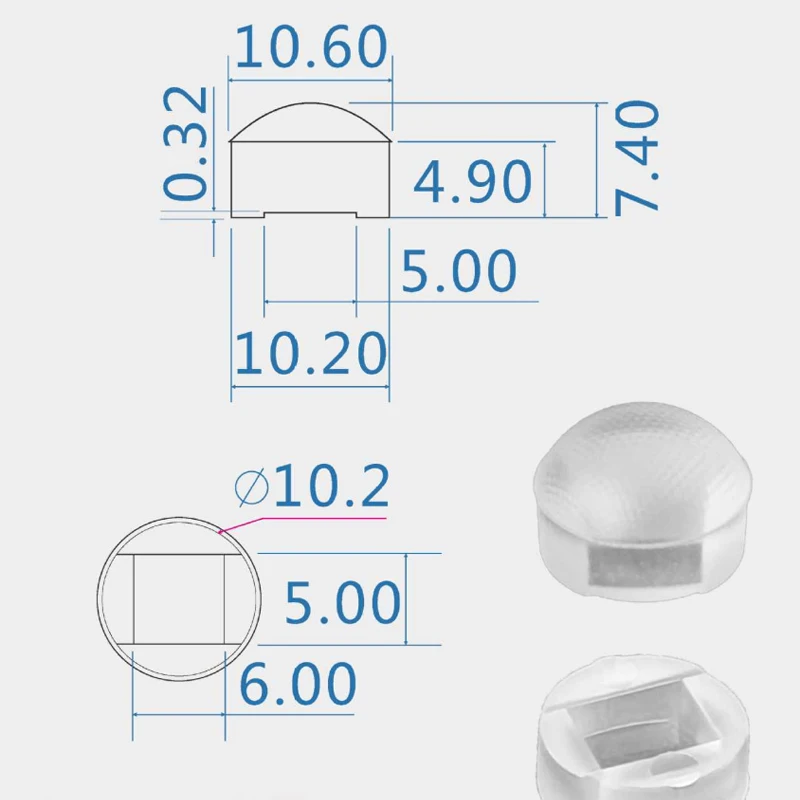 60degree 10mm PMMA Secondary Optical Lenses for 5050 5054 Wall-wash lights, Spotlight, Lline lights, Underground Underwater ligh
