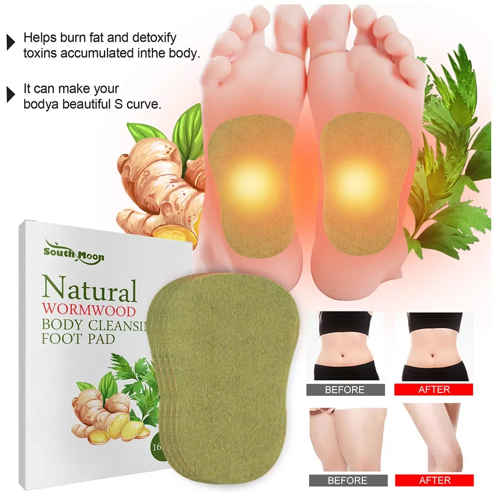 Wormwood Ginger Foot Detox Patch Relieve Stress Help Sleeping Body Toxins Cleansing Slimming Pads Body Detox Weight Loss