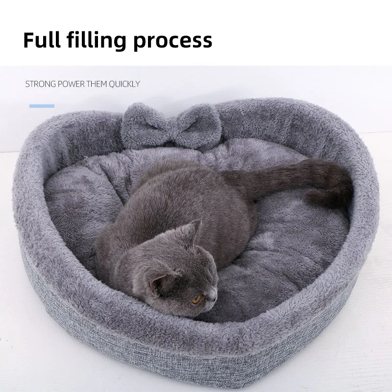 Plush Pet Beds Winter Warm Lovely Bow Dog Bed Dog Kennel Cat House Cushion Mat Pet Dog Cats Bed Nest Kennel Pet Bed Nest