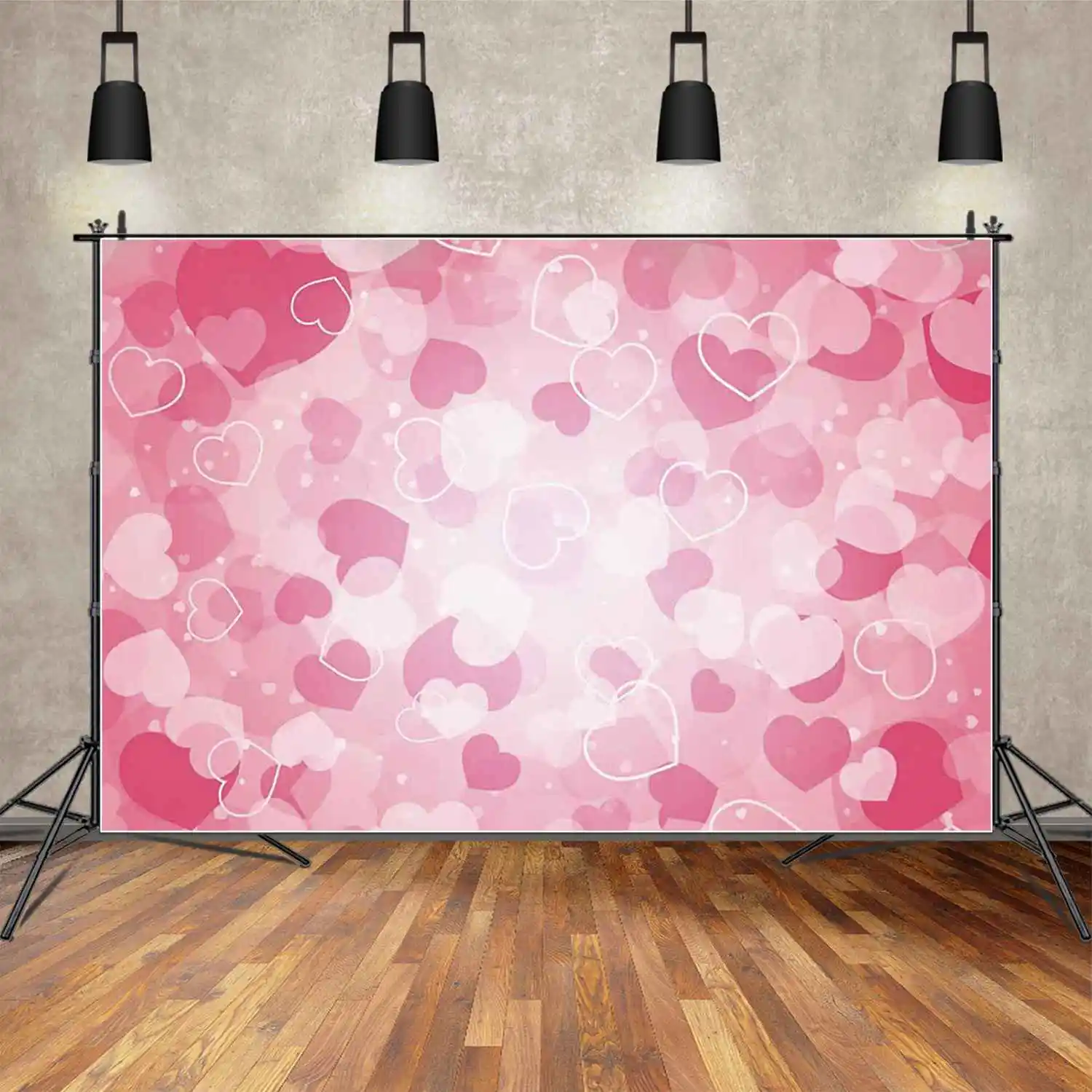 MOON.QG February 14 Valentines Day Background Women Birthday Heart Love Rose Draping Fabric Backdrop Pink Curtain Shooting Props