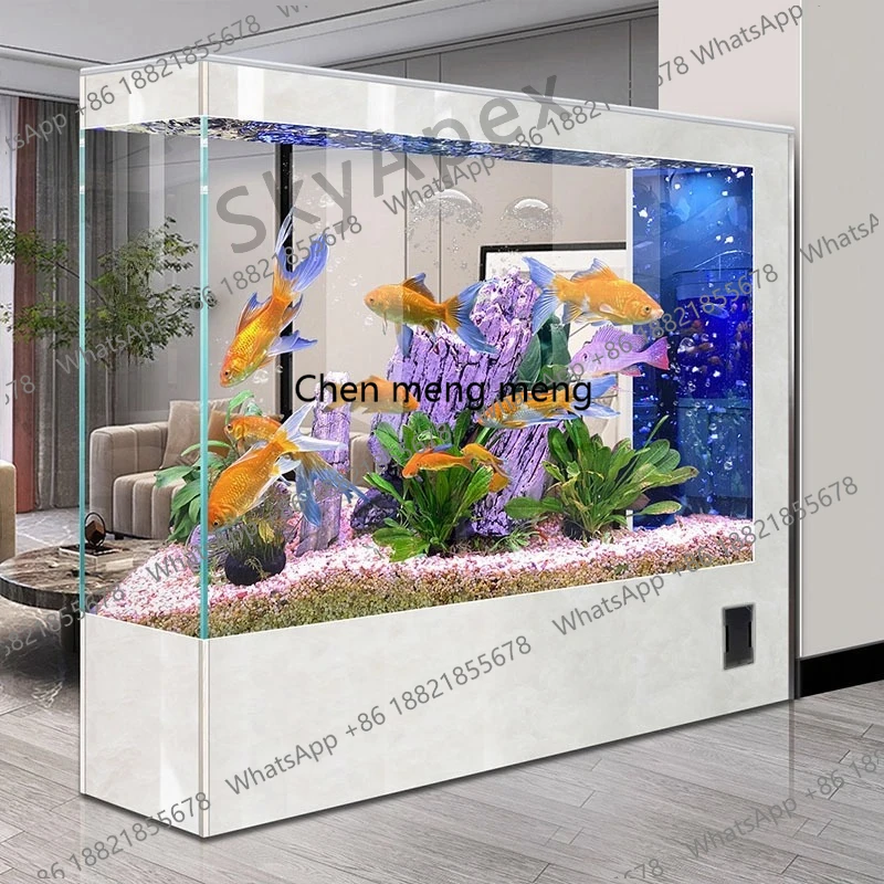 

Quick Water Change Aquarium Ecological Self-cleaning Fish Tank with Ultra-clear Glass Freestanding Living Room/office Screen