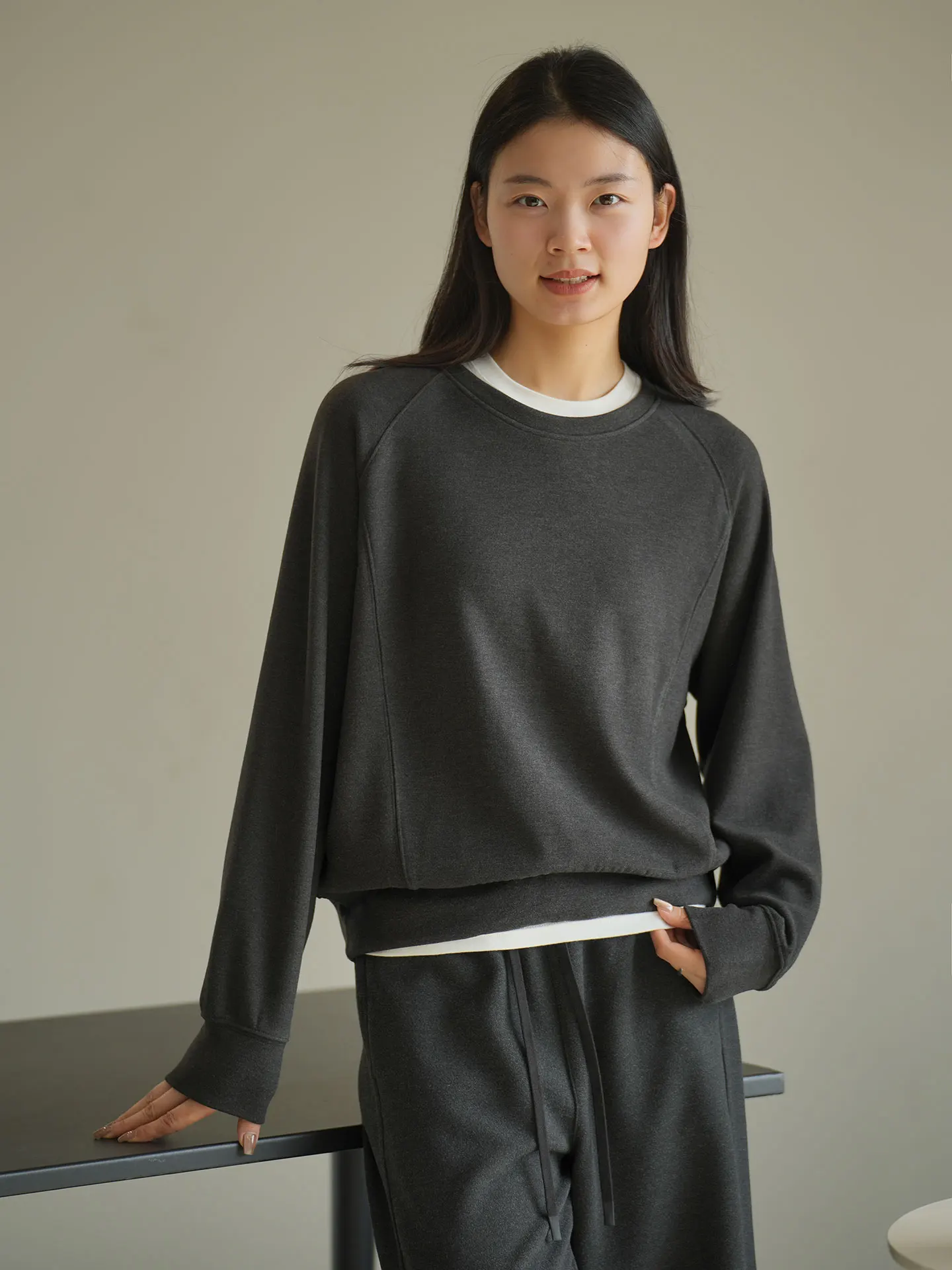 

Мягкий шерстяной свитшот Lenzing с длинными рукавами и круглым вырезом, женский, осенне-зимний, модный, повседневный, удобный топ