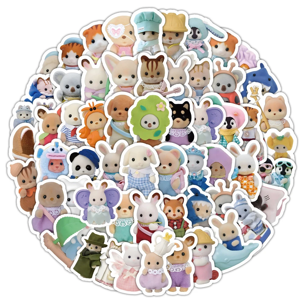 10/30/50/100pcs Cute Calico Critters Cartoon Stickers for Laptop Scrapbook Laptop Waterproof Kawaii Decoration Sticker Toy Decor