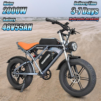 DEEPOWER Electric Bicycle 2000W Motor 48V55AH Dual Battery Mechanical Oil Brake ElectricBike 20-Inch Fat Tire All Terrain E Bike