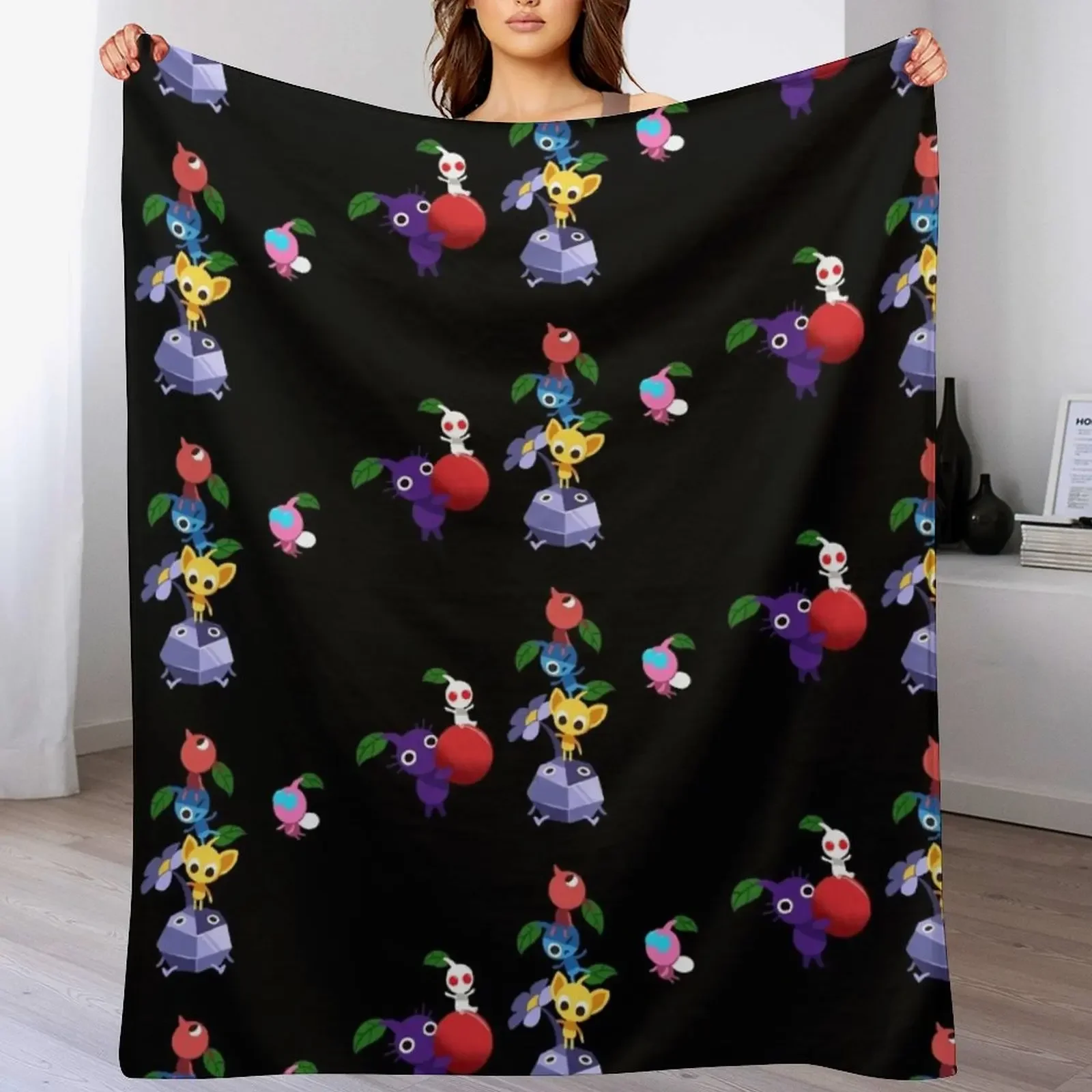 

PIKMIN - Collage of Characters Throw Blanket Stylish Couch Blanket for Home Living Room