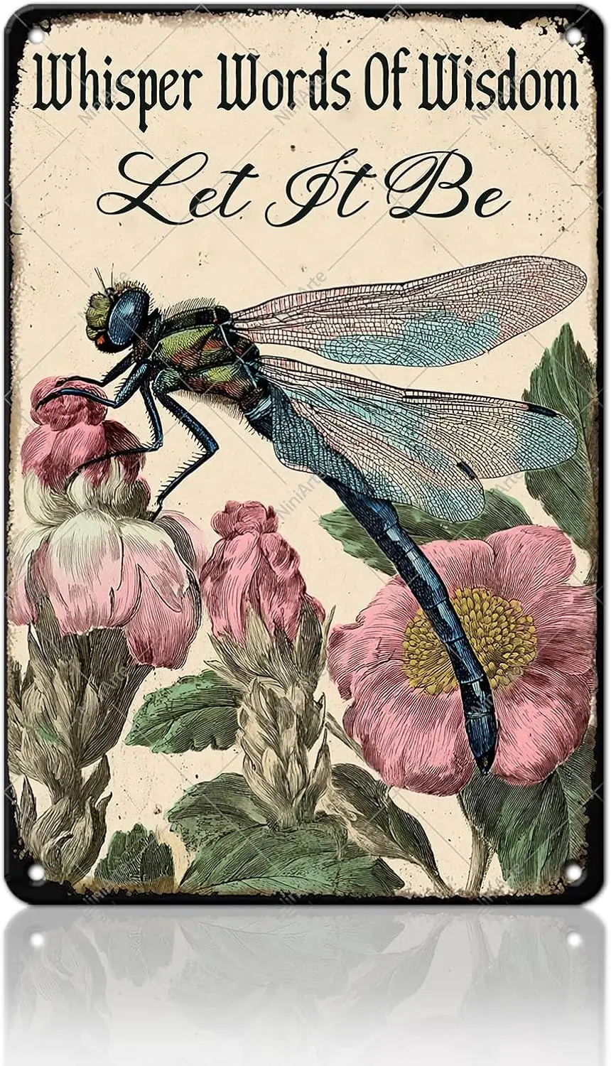 Vintage Vintage Dragonfly Metal Signs Whisper Words Of Let It Be, Dragonfly Art Iron Plaque Wall Decor Home Office Kitchen Garden Backya - Aliexpress Deal