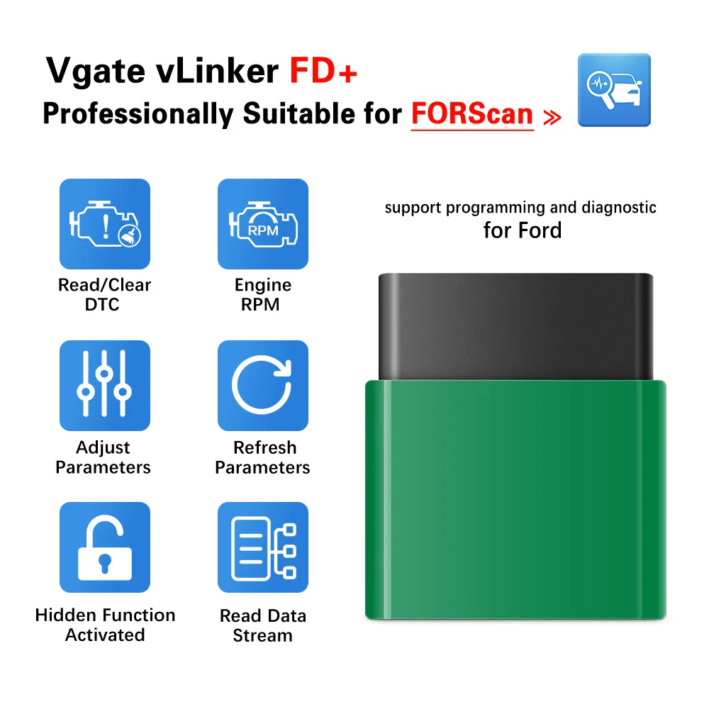 Vgate vLinker FD ELM327 FORScan For F-or-d Bluetooth 3.0 4.0 OBD2 Car Diagnostic Auto Tool OBD 2 Scanner J2534 PK ELM 327