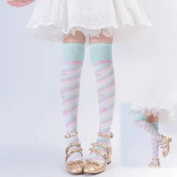 Little Candy Lolita Socks Girl Over Knee Thick Socks Lolita Japanese JK Harajuku Candy Striped Stockings for Fall/Winter